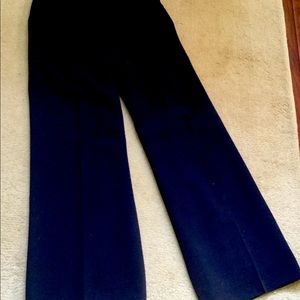 Anne Klein wool crepe wide leg/palazzo trousers 8 navy